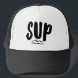 Boné SUP Passe Conselho Pule Preto<br><div class="desc">O camionista imprimiu design de onda preto e branco com "SUP" para qualquer um que adora se levantar de conselho.</div>