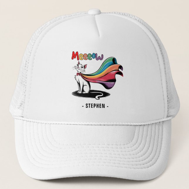 Boné Super Cat Meeow - Rainbow Cape Pride Cat (Frente)