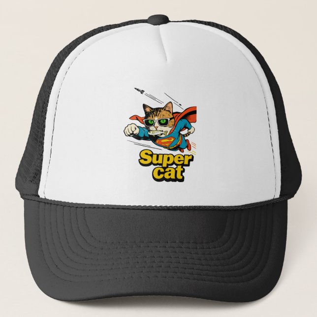 Boné Super Gato Voando com Peixe  (Frente)