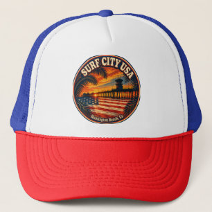 Boné SURF CITY EUA  Pôr do Sol & Bandeira 
