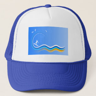 Boné Surf Surfista Surfando Silhueta Azul