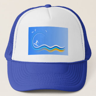 Boné Surf Surfista Surfando Silhueta Azul