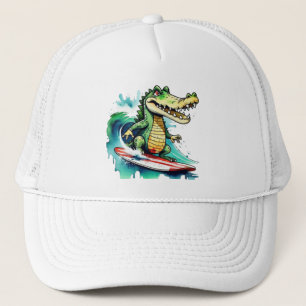 Boné Surfe de crocodilo engraçado