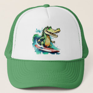 Boné Surfe de crocodilo engraçado