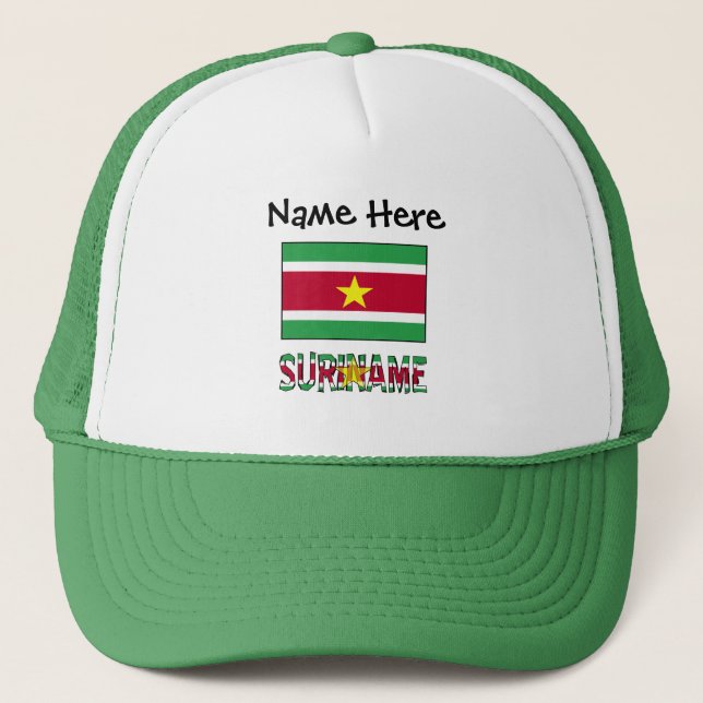 Boné Suriname e Bandeira Surinamesa Personalizada  (Frente)