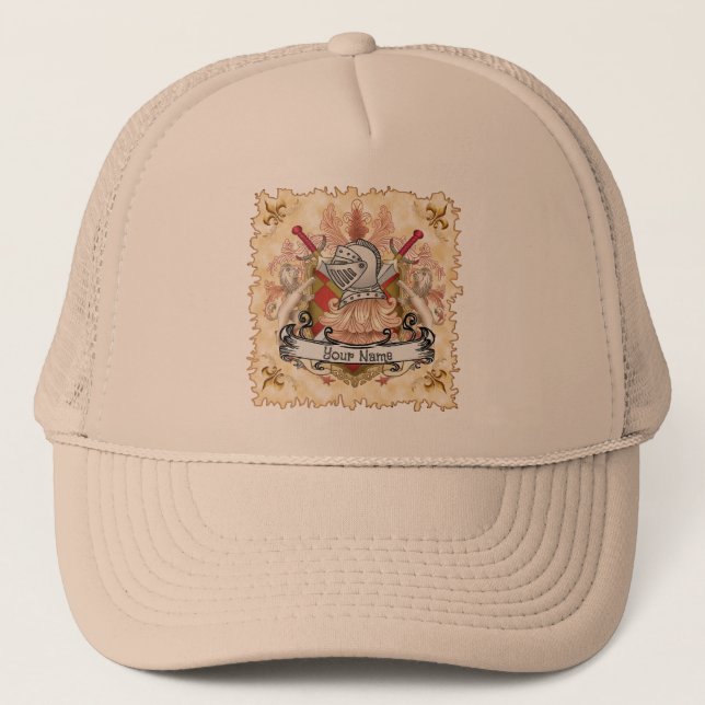 Boné Surname Family Crest Red Knight Shield hat (Frente)