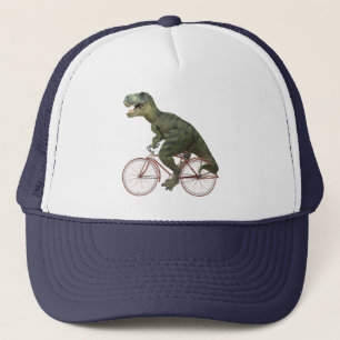 Boné T-Shirt Engraçado Dinossauro TRex Bicicleta