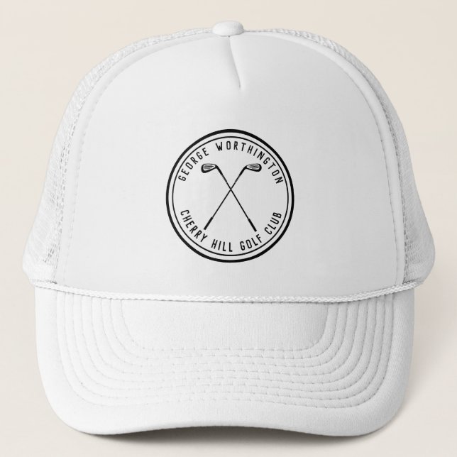 Boné Taco de golfe personalizado clássico branco preto (Frente)