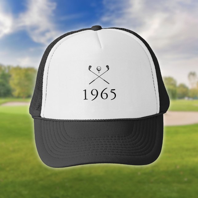 Boné Tacos de Ano de Nascimento Personalizados (Personalized Birth Year Golf Clubs Trucker Hat)