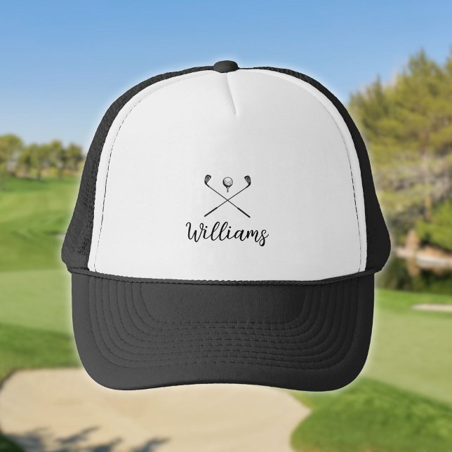 Boné Tampa de tacos de golfe com nome personalizado em  (Personalized Script Name Golf Clubs Hat)