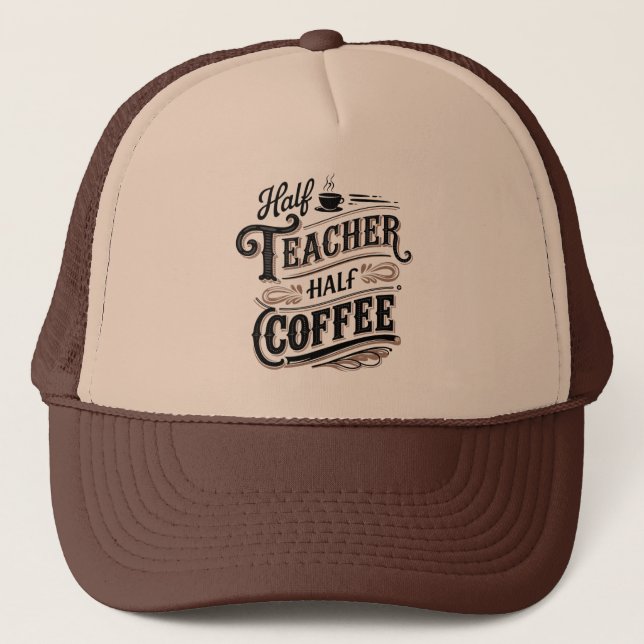 Boné Teacher Cool retro word art coffee  (Frente)