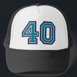 Boné Teal 40th Birthday Party<br><div class="desc">Classic 40th Birthday Party Hat for a man or woman who is celebrating their 40th milestone year</div>