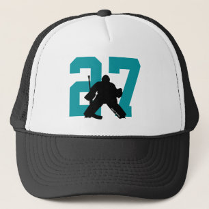 Boné Teal Personalizado do Número de Goleiro de Hockey