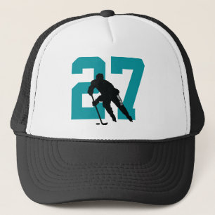 Boné Teal Personalizado do Número do Jogador de Hóque