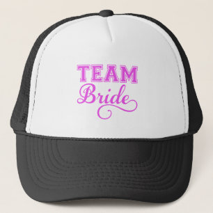 Boné Team a noiva, design de texto cor-de-rosa da arte