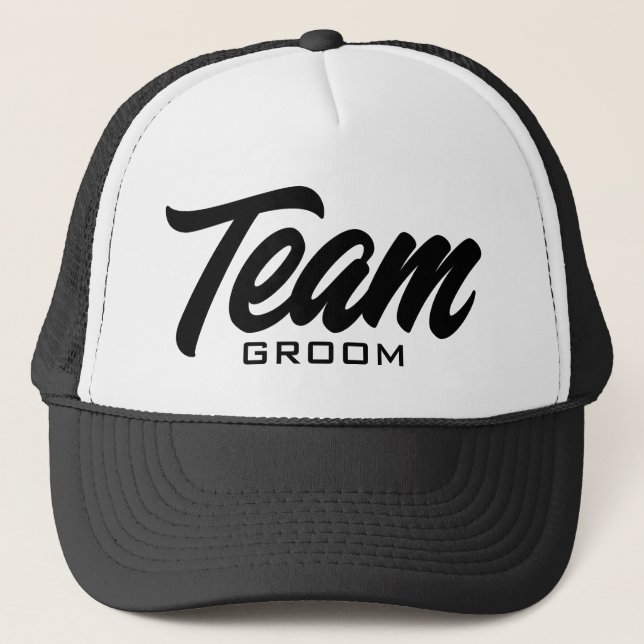 Boné Team Groom script typography wedding party (Frente)