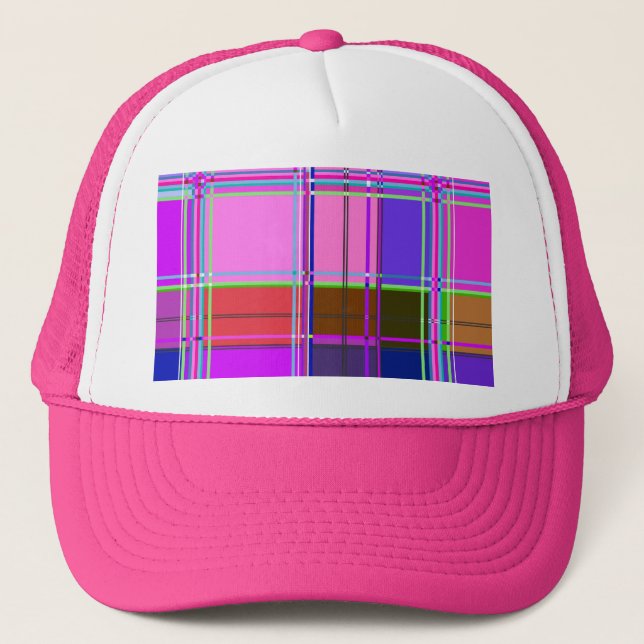 Boné Tecido de xadrez rosa padrão de tecido madras (Frente)