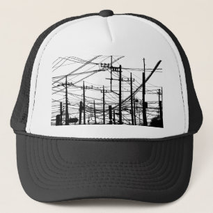 Boné Telefone antigo e linhas de alimentação