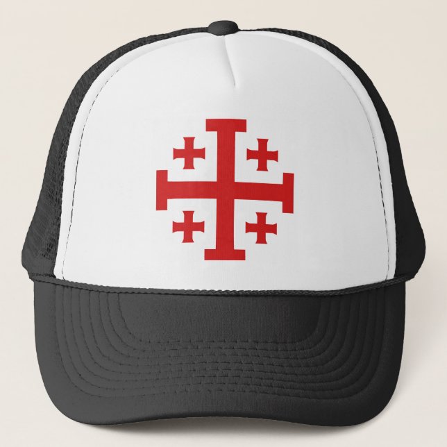 Boné Templar Crusader Jerusalem Cross Trucker Hat (Frente)