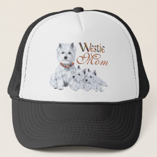 Boné Terrier Branco do West Highland Mãe e Filhotes