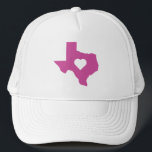 Boné Texas cor-de-rosa<br><div class="desc">Estado do Texas no rosa com um coração para as senhoras</div>