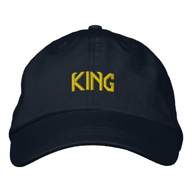 Boné Têxtil Real KING Texto Azul Ajustável-Chapéu Elega (Frente)