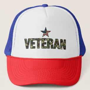Boné Texto Camuflado de Veterano dos EUA