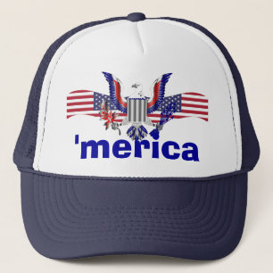 Boné 'texto do merica com águia & a bandeira americana
