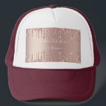 Boné Texto Personalizado das Unidades de Miniatura da L<br><div class="desc">Rosa Dourado Blush Glitter Sparkle Drips Texto Rosa Personalizado Moderno - Adicione seu Texto / Nome Único ou Remova Texto - Faça seu Presente Especial - Redimensione e mova ou remova e adicione texto / elementos com a ferramenta de personalização. Design por MIGNED. Por favor, veja meus outros projetos. Você...</div>