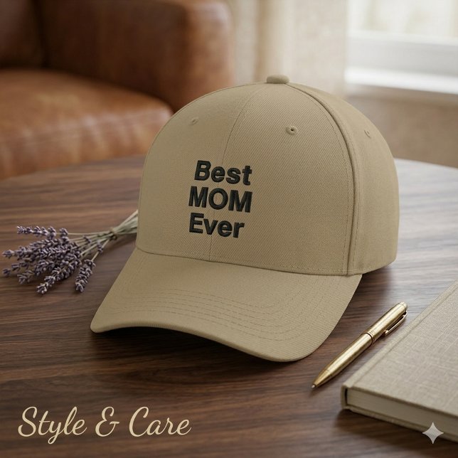 Boné Texto Stylish Personalizado Melhor MÃE de Todos os (Stylish Custom Best MOM Ever Text Embroidered Baseball Cap)
