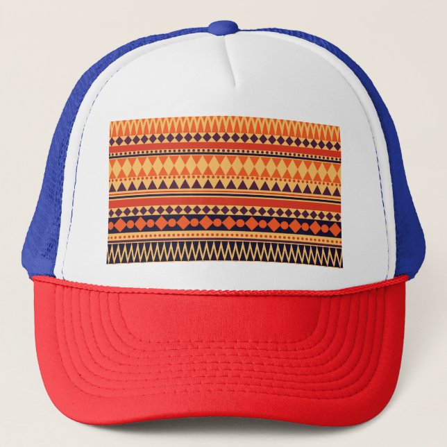 Boné Textura tribal: padrão de listras de safra. (Frente)
