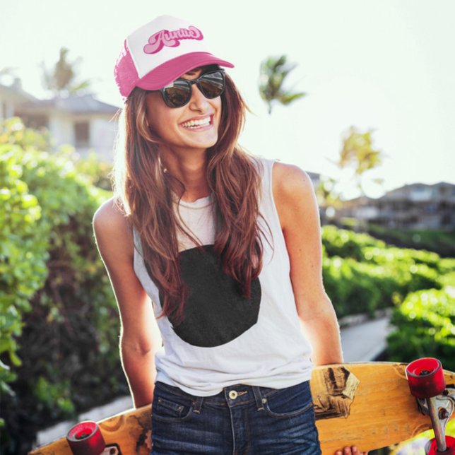 Boné Tia Rosa Retro (Retro Hot Pink Auntie Trucker Hat)