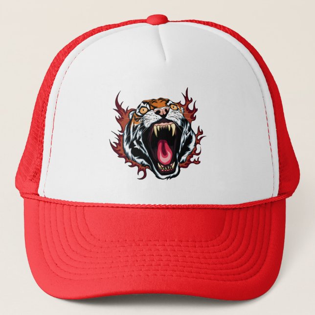 Boné Tigre Raiva Roaring Face Trucker Hat (Frente)