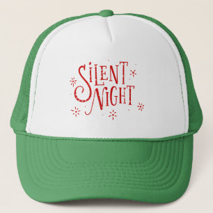 Boné Tipografia de Natal Vermelho Noites Silenciosas