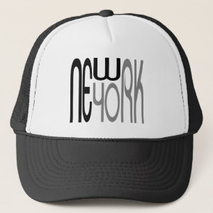 Boné Tipografia de Nova York Preto-Cinza