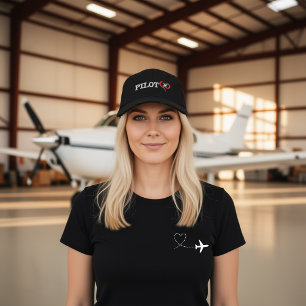 Boné Tipografia de Piloto Coração Avião Nome Personaliz