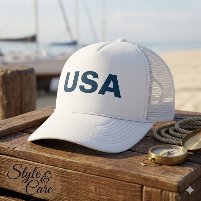 Boné Tipografia Moderna EUA Casual Diária (Modern USA Typography Casual Everyday Trucker Hat)
