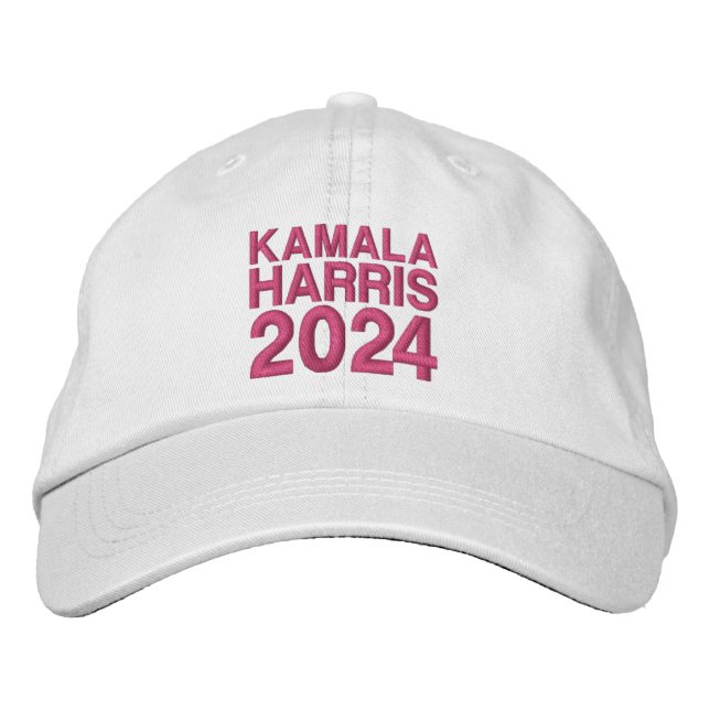 Boné Tipografia rosa quente moderna Kamala Harris 2024 (Frente)