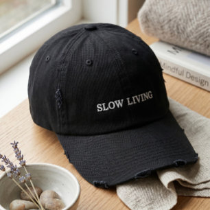 Boné Tipografia Serif Slow Living Vintage Distressed Bl