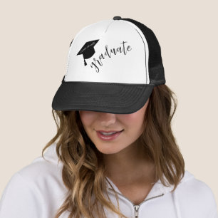 Boné Toca de Graduado Minimalista Preto e Branco Gradua