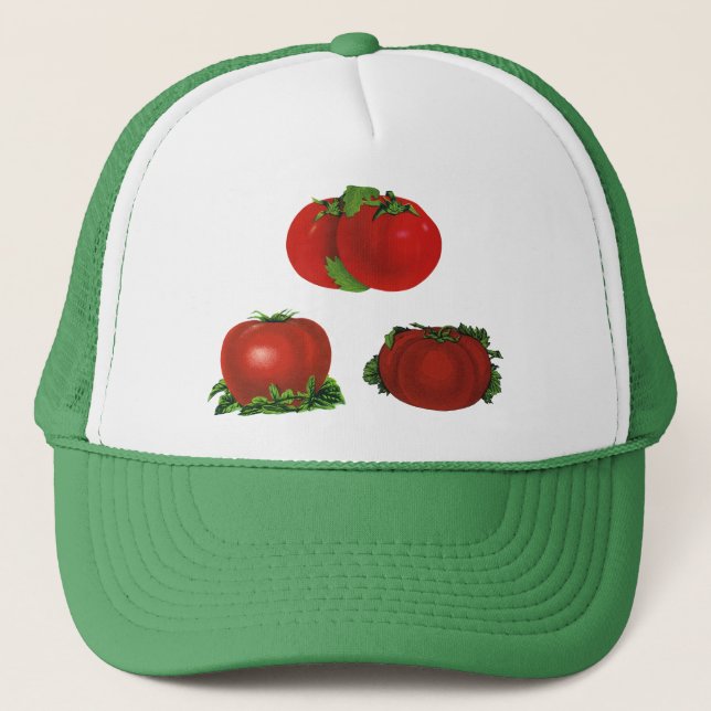 Boné Tomates Vermelhos Maduros Vintage Comida, Frutas,  (Frente)