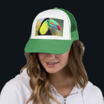 Boné Toucan Bird Trucker Hoco<br><div class="desc">Pássaro Toco Toco Tropical Exótico - Pintura Marinha Linda Colorida</div>