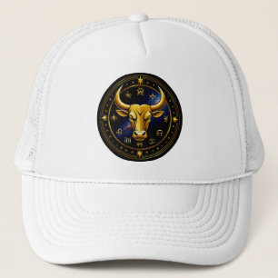 Boné ♉ Touro Dourado Zodíaco Touro Círculo Cósmico Astr