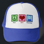 Boné Toxicologista de Paz e Amor<br><div class="desc">Toxicologia do Amor pela Paz. Um legal chapéu toxicologista para um cientista que trabalha em um laboratório como especialista em veneno e envenenamento. Apoie os pesquisadores de toxicidade com este design fofo!</div>
