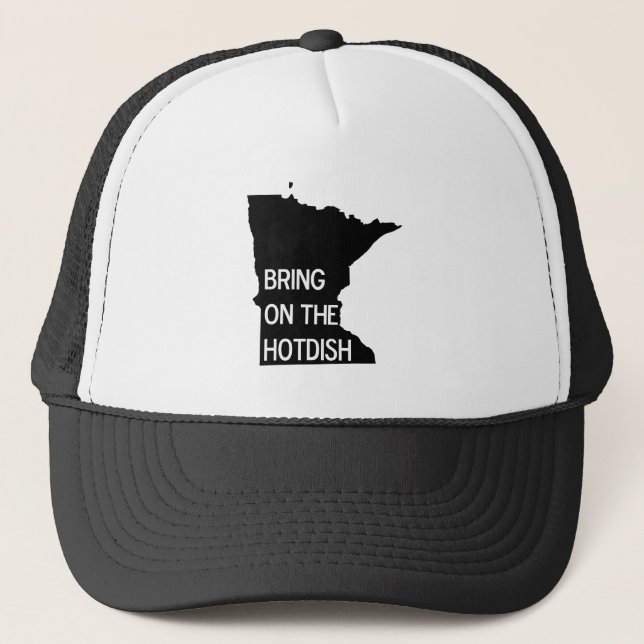 Boné Tragam o Hotdish Funny Minnesota Trucker Hat (Frente)