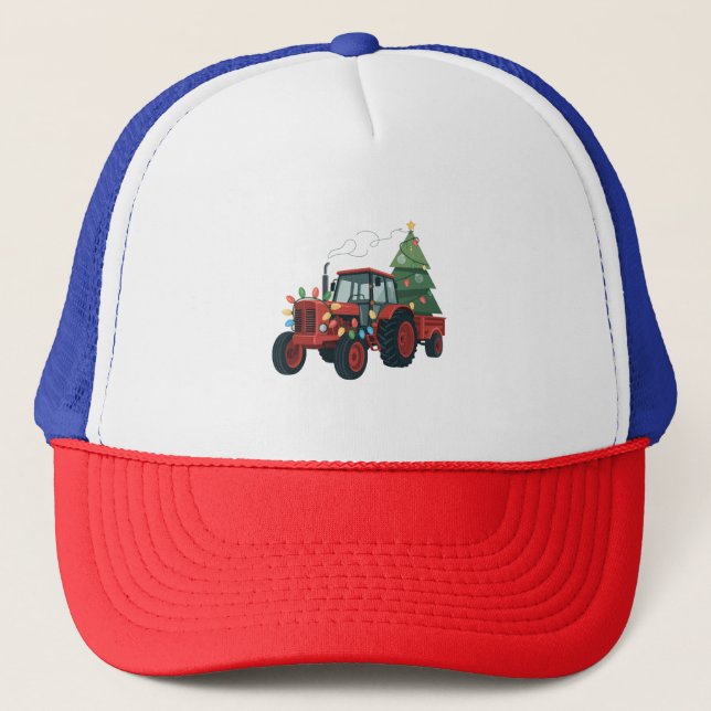 Boné Trator com Papais noeis de Trailer Fazenda Farmer  (Frente)