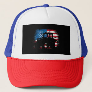 Boné Trator USA Flag design for Patriotic Farmer