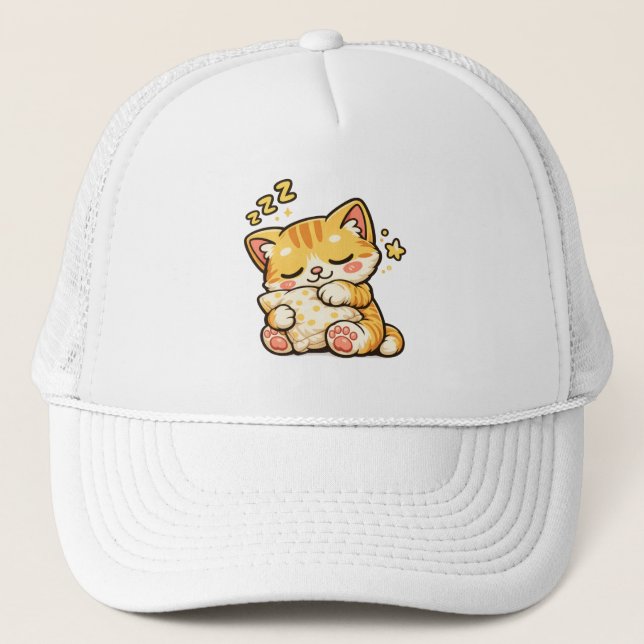 Boné Travesseiro de Gato Sonolento Fofo (Frente)