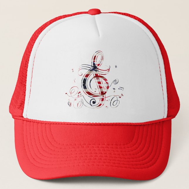 Boné Treble Clef USA Flag Trucker Hat (Frente)