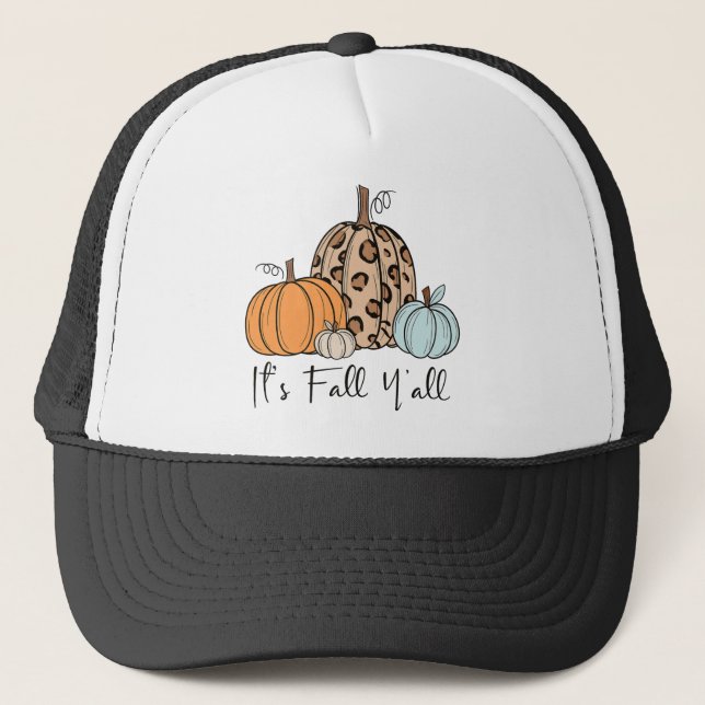 Boné Trendy Fall Pumpkin | "É Queda Y'all" Cotação (Frente)